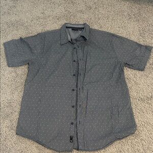 Men's Short-Sleeve Button-Up Shirt in Slate Blue, size L